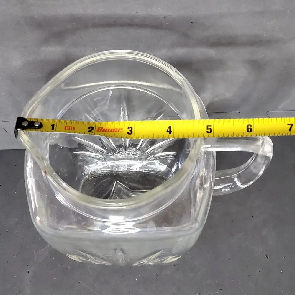 Federal Glass Clear Starburst Pitcher Small Square 6 Cup Breakfast MCM Vtg 1950
